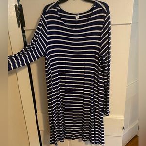 COPY - Old Navy navy and white striped swing dress, XL Tall